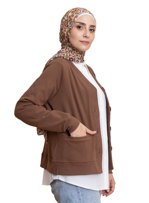 Brown RD-Button Sweater